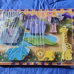 Melissa & Doug Safari Animal Puzzle Wooden Chunky Pieces